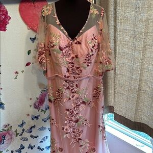 NWDT J.J.’s House, romantic pink embroidered special occasion dress. Size 2X.